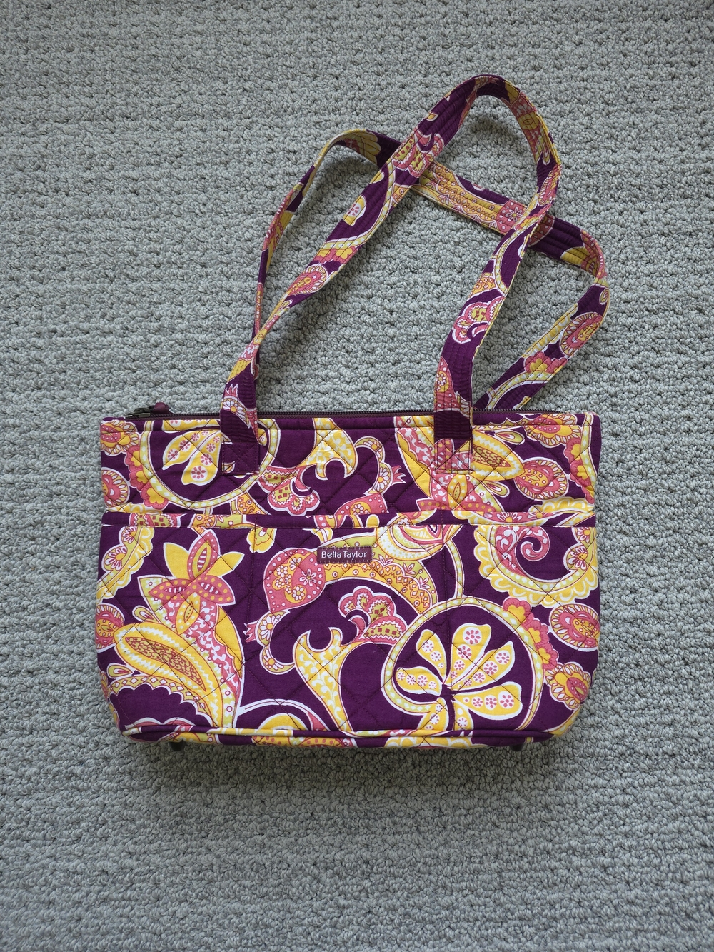 Vera Bradley-Inspired Purple Paisley Quilted Tote Purse